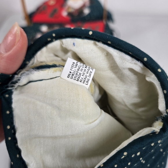 Christmas Fabric-Covered Basket Santa Buttons Pot Holder Oven Mitten Farmhouse - Picture 14 of 17